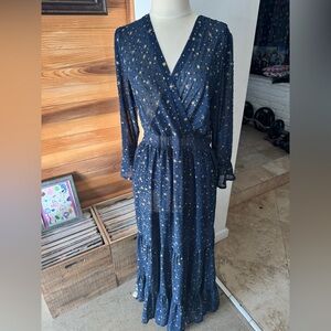 Chicwish Navy Maxi Dress with Gold Star Motif